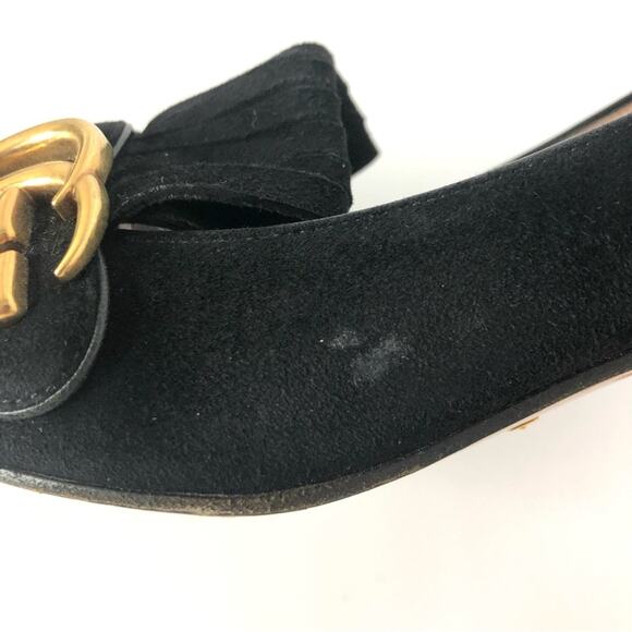 Gucci Marmont Fringe Suede Platform Loafer Pumps 37.5 - Picture 6 of 10